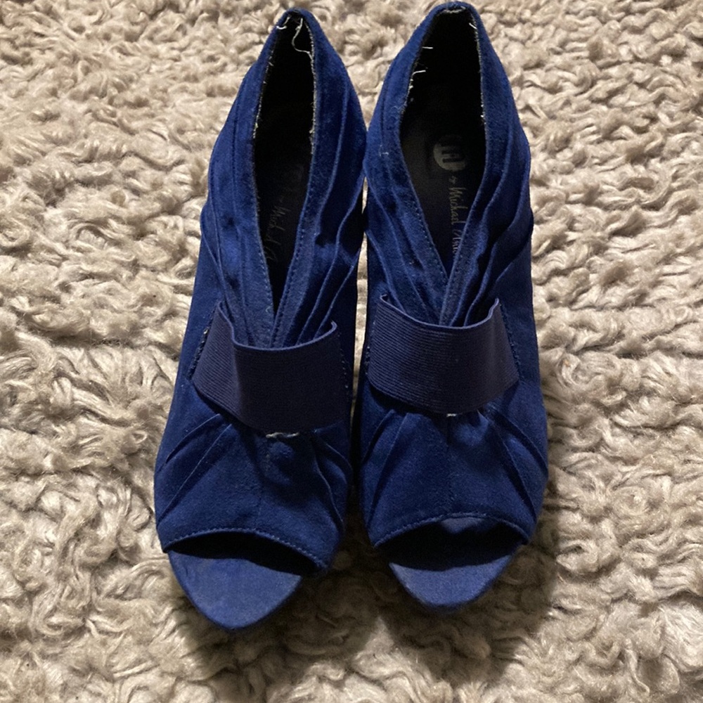 M by Michael Antonio Blue Open Toe Platform Heels